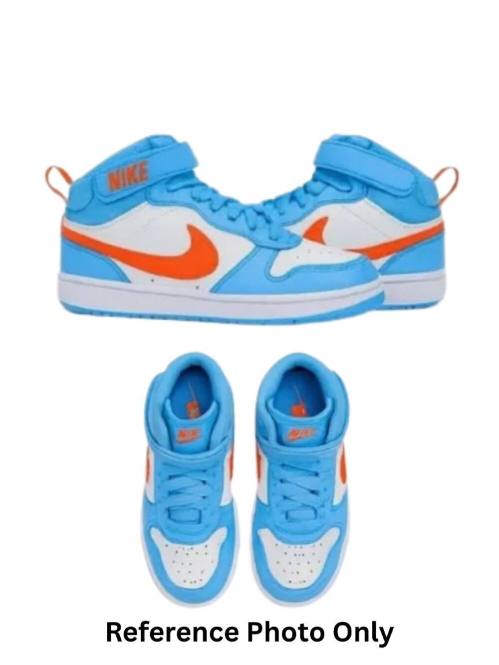 Nike Court Borough Mid 2 GS Blue Total Orange HF4791-4071  US 7Y - Pre-Loved